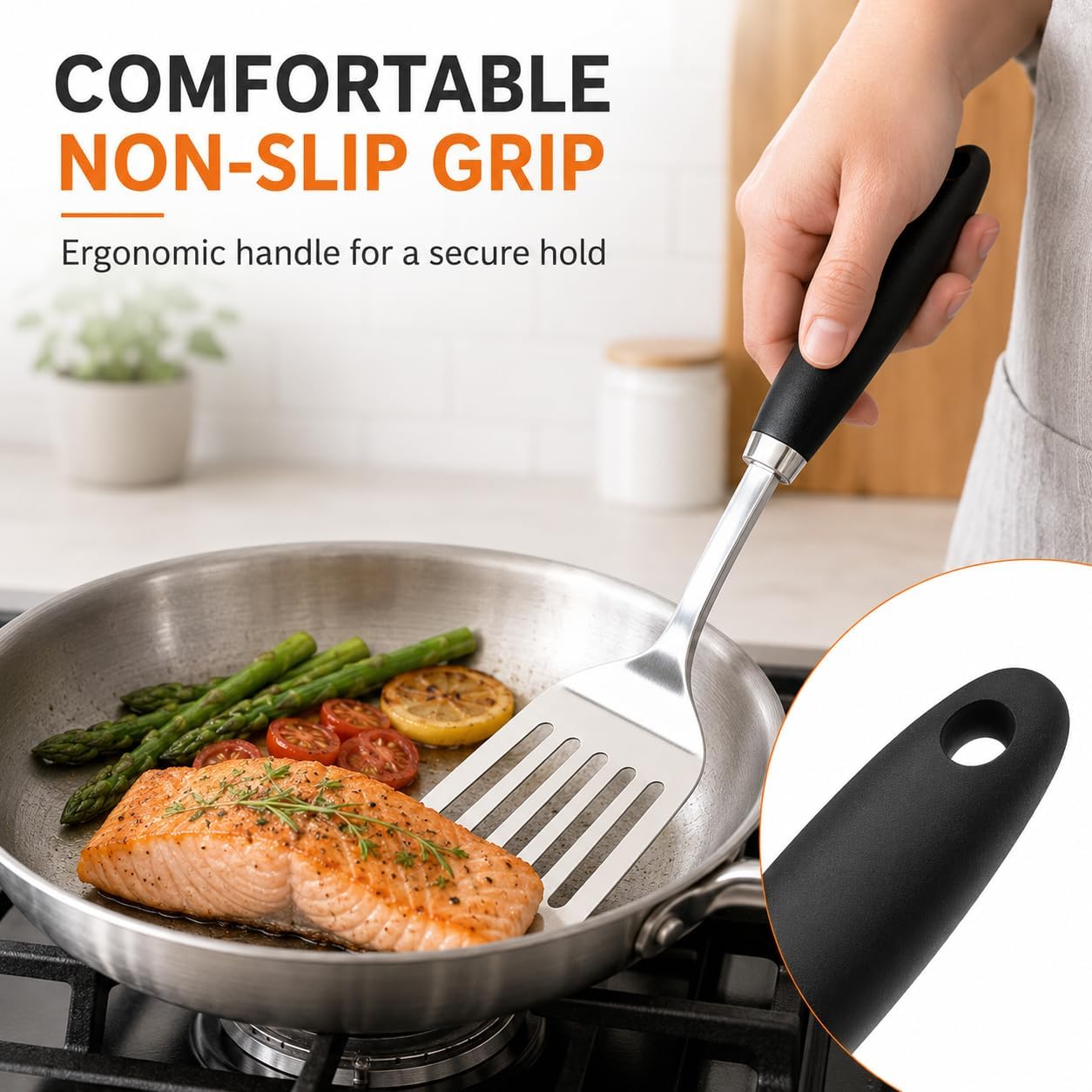 Stainless Steel Slotted Turner Spatula, Thin Edge Turner, Silver