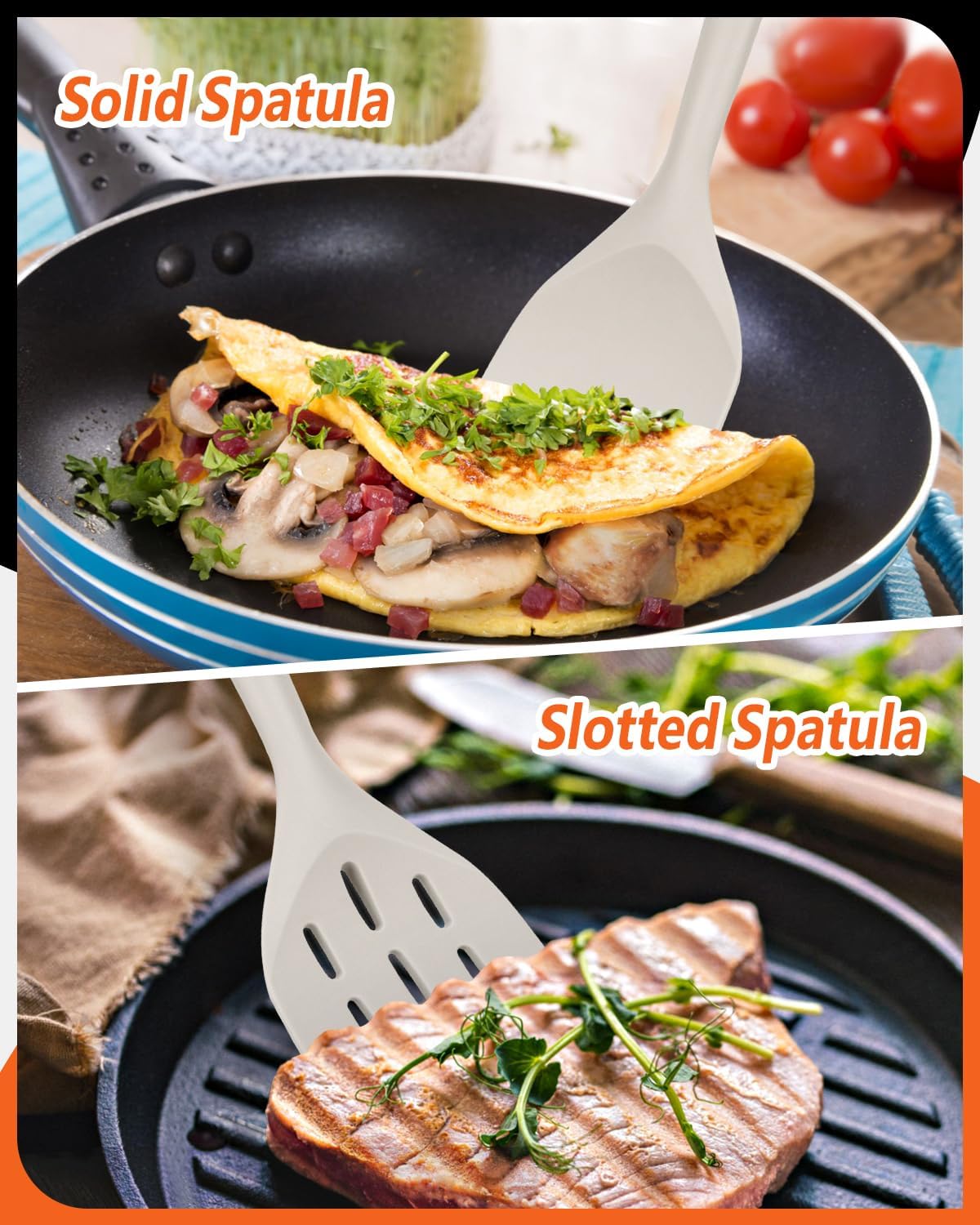 Badiano Silicone Spatula, Non Stick Turner for Cooking, Food Grade, Khaki