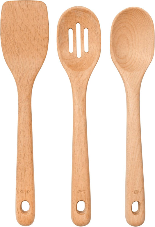 OXO Good Grips Wooden Utensil Set for Cooking, 3-Piece