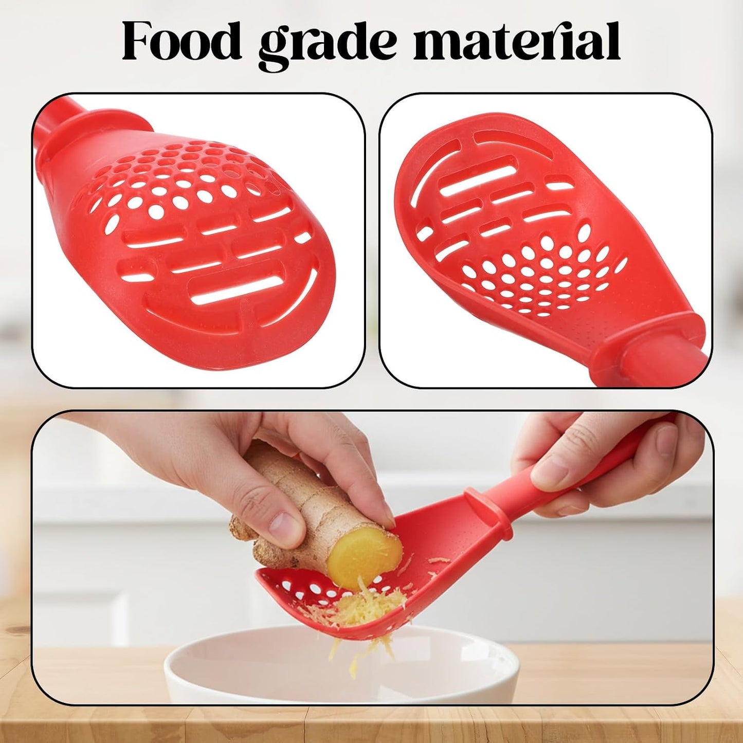 2 Pcs 6-in-1 Multifunctional Kitchen Cooking Spoon Heat Resistant Kitchen Utensils Slotted Spoon Tool for Cooking Mashing Draining Grating Separating