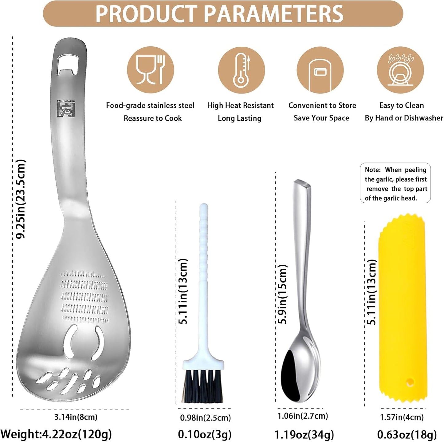 5 in 1 Multifunction Cooking Spoon,304 Stainless Steel Egg Slotted spoon