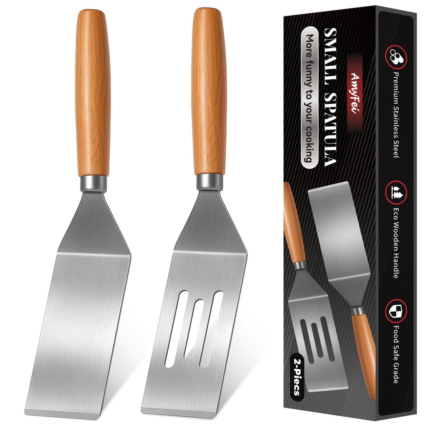 Stainless Steel Mini Spatula (2PC),Small Turners for Cake Brownies Pancakes