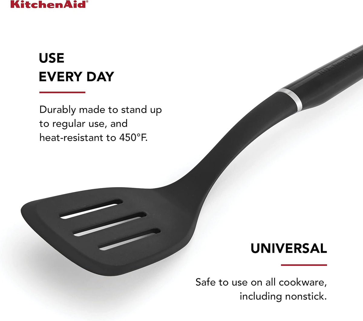 KitchenAid Classic Nylon Slotted Turner, 13.66-Inch, Black
