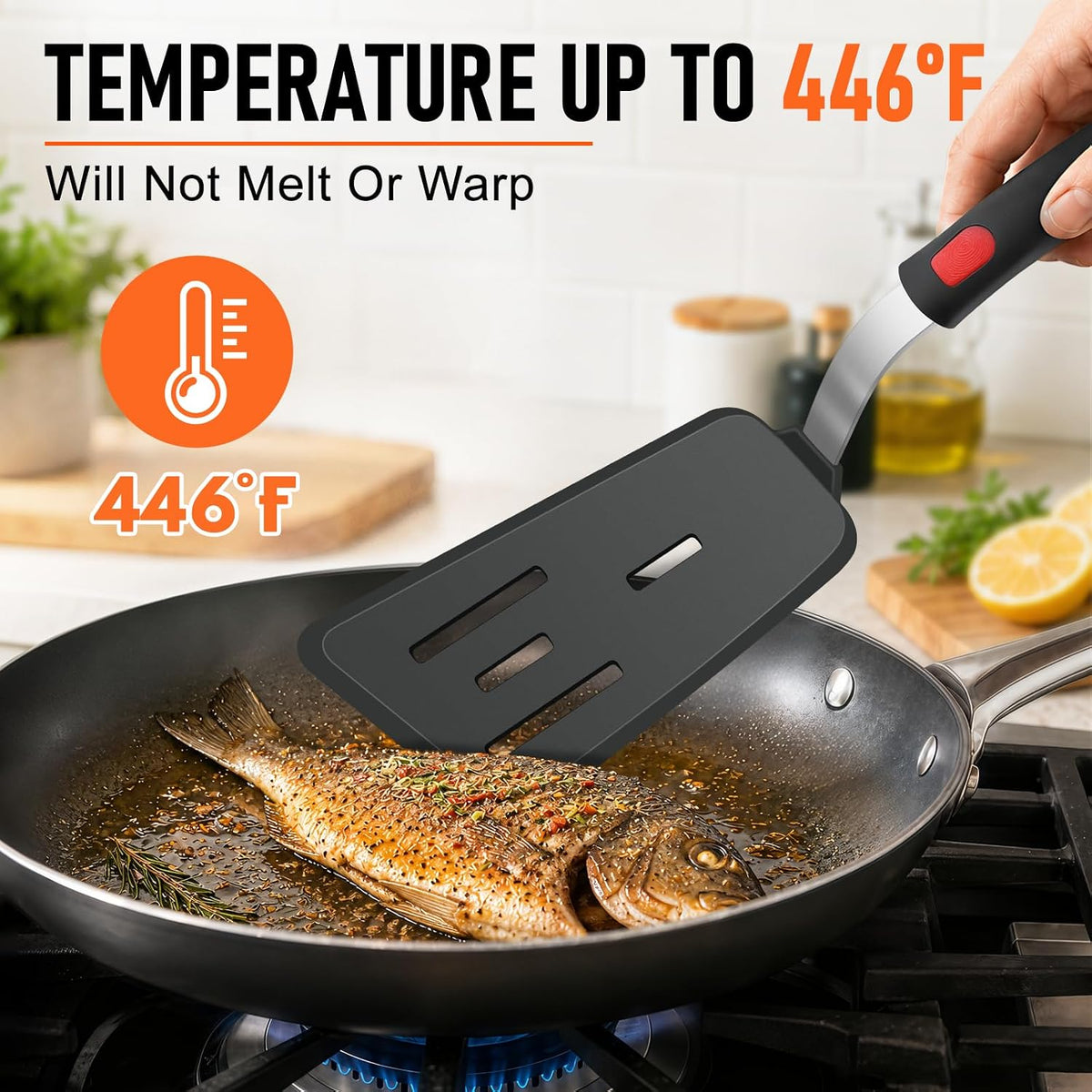 4Pcs Silicone Spatula Turner Set, Heat Resistant Silicone Spatula for Nonstick Cookware, BPA Free Kitchen Cooking Utensils Set, Flexible Spatula Turner for Flipping Eggs, Burger, Fish, Pancake