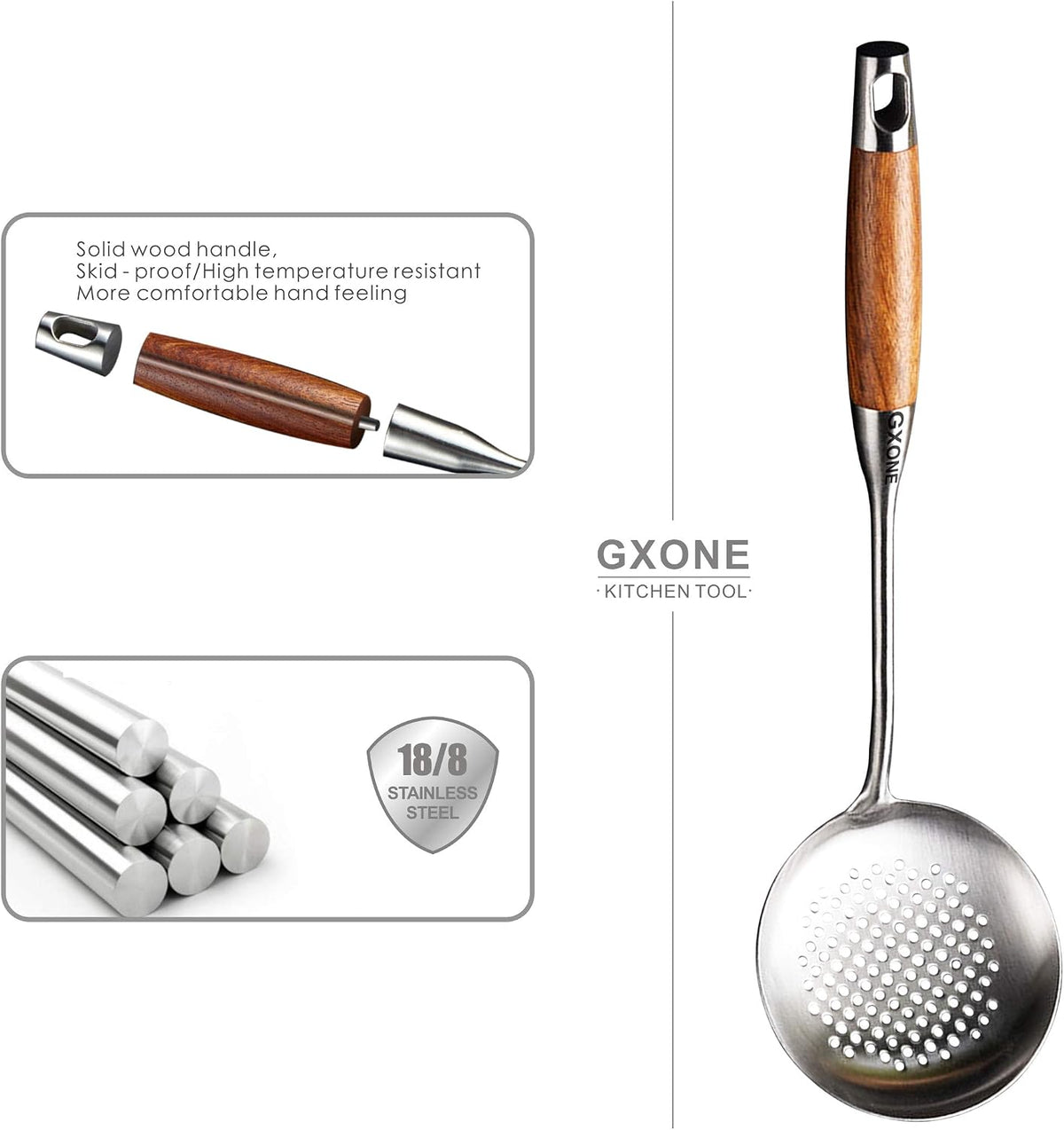 Slotted Spoon,Strainer Skimmer Ladle for Cooking and Frying,15.8Inch