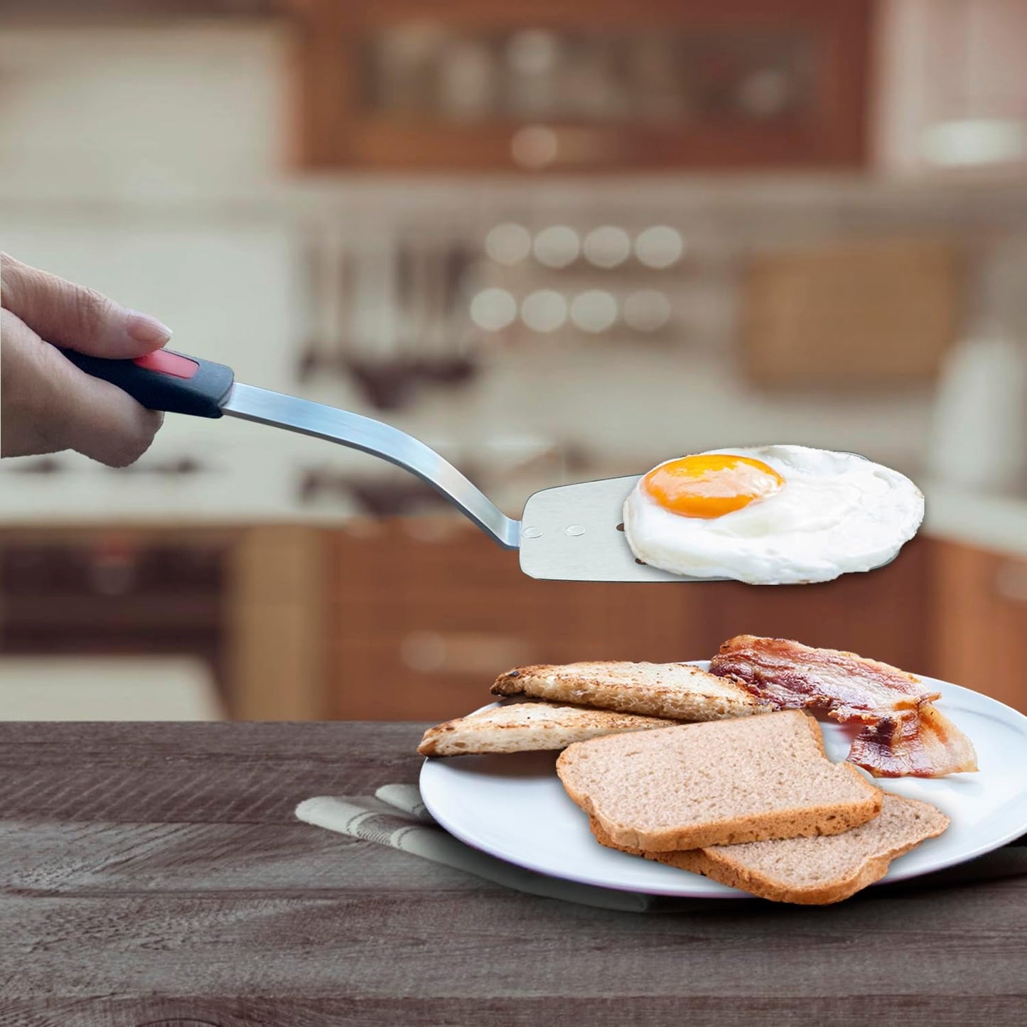 Stainless Steel Flexible Spatula, Thin Metal Turners, 2Pack(S+XL) Slotted