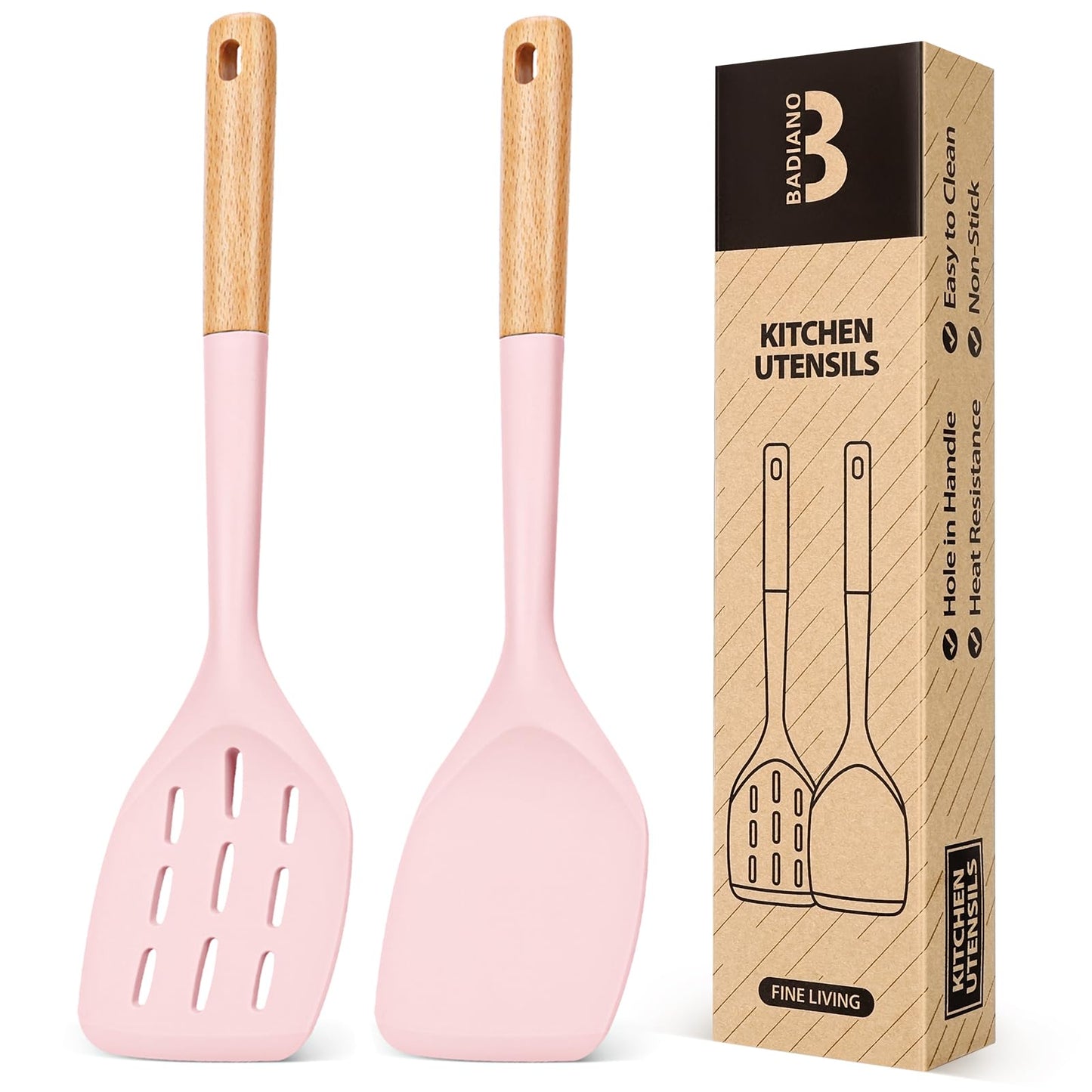 Badiano Silicone Spatula, Non Stick Turner for Cooking, Food Grade, Khaki