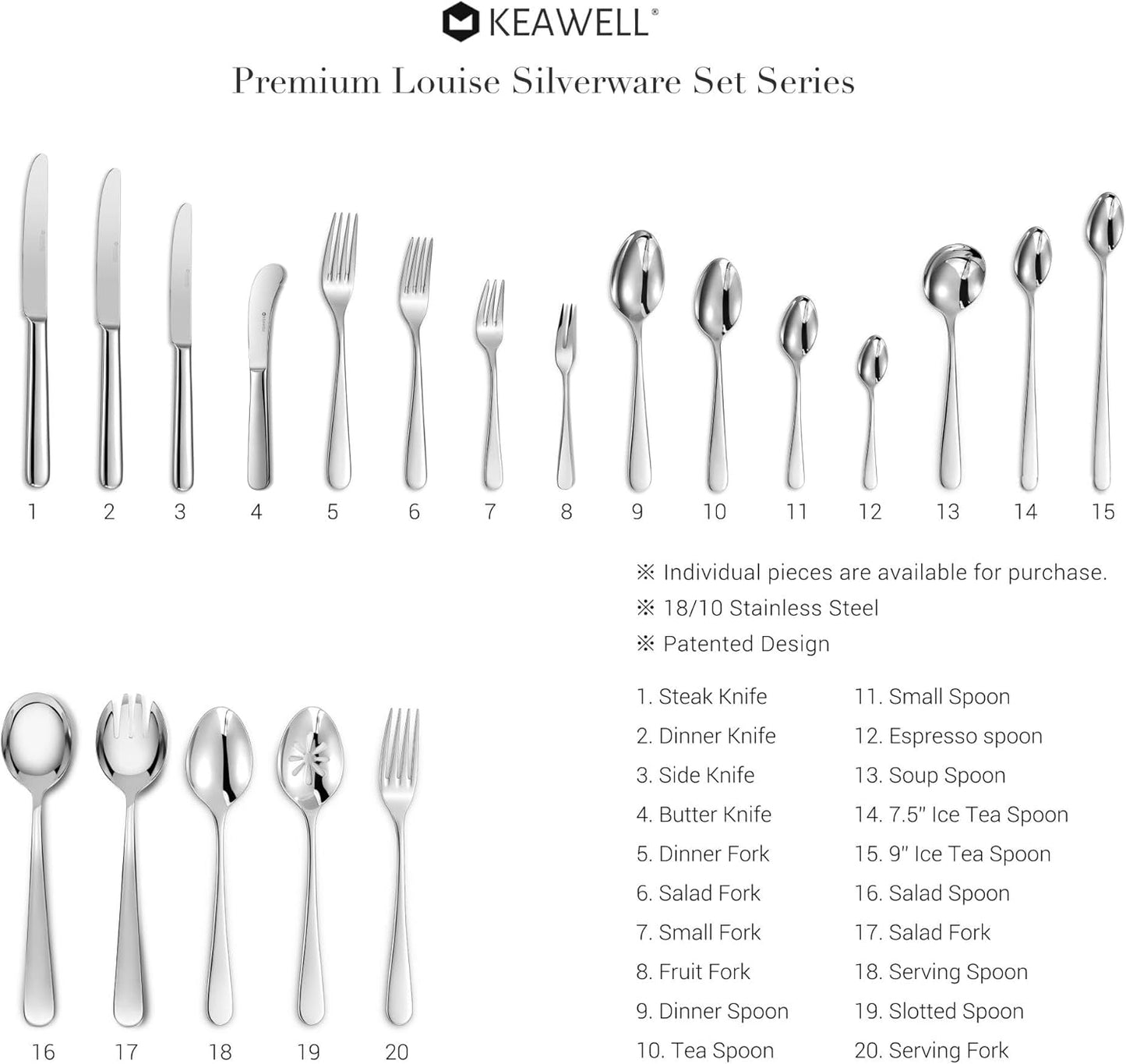 KEAWELL Premium Louise 9-Inch Slotted Serving Spoon (Slotted Spoon)
