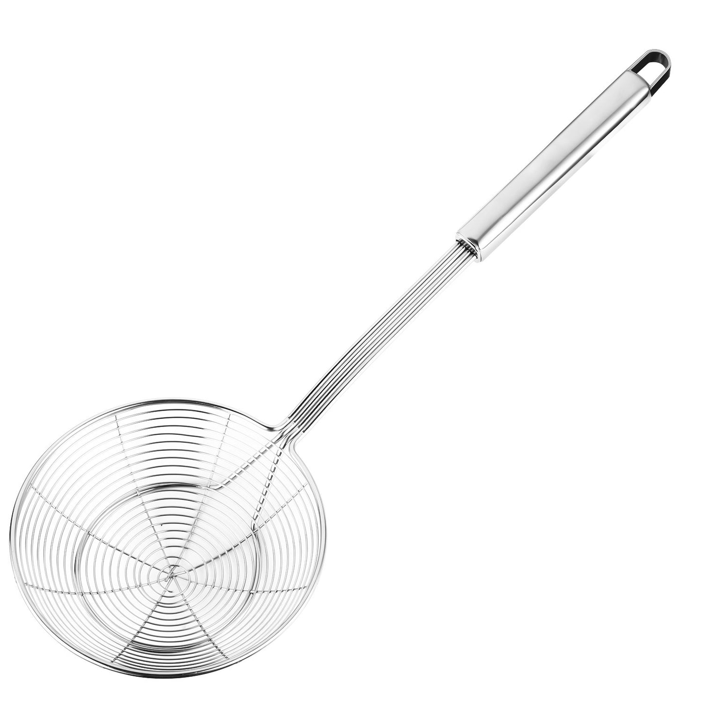 Hiware Solid Stainless Steel Spider Strainer Skimmer Ladle for Cooking and Frying, Kitchen Utensils Wire Strainer Pasta Spoon, 5.4 Inch