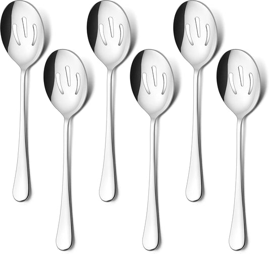 HaWare Serving Slotted Spoons X 6, 9.8 inches Large Size Buffet Spoon