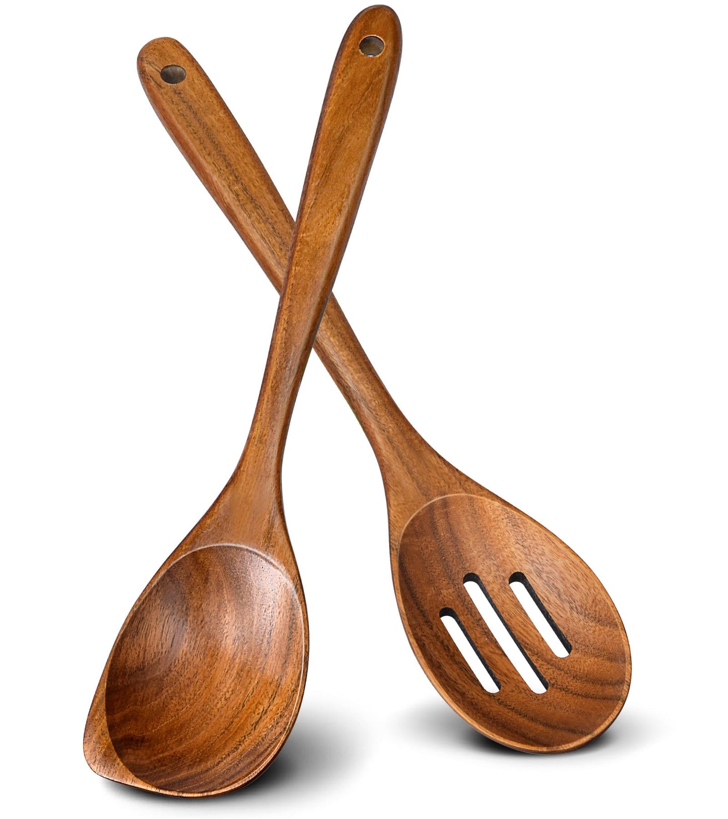 Wooden Slotted Spoons for Cooking, Teak Wooden Kitchen Utensils for Serving