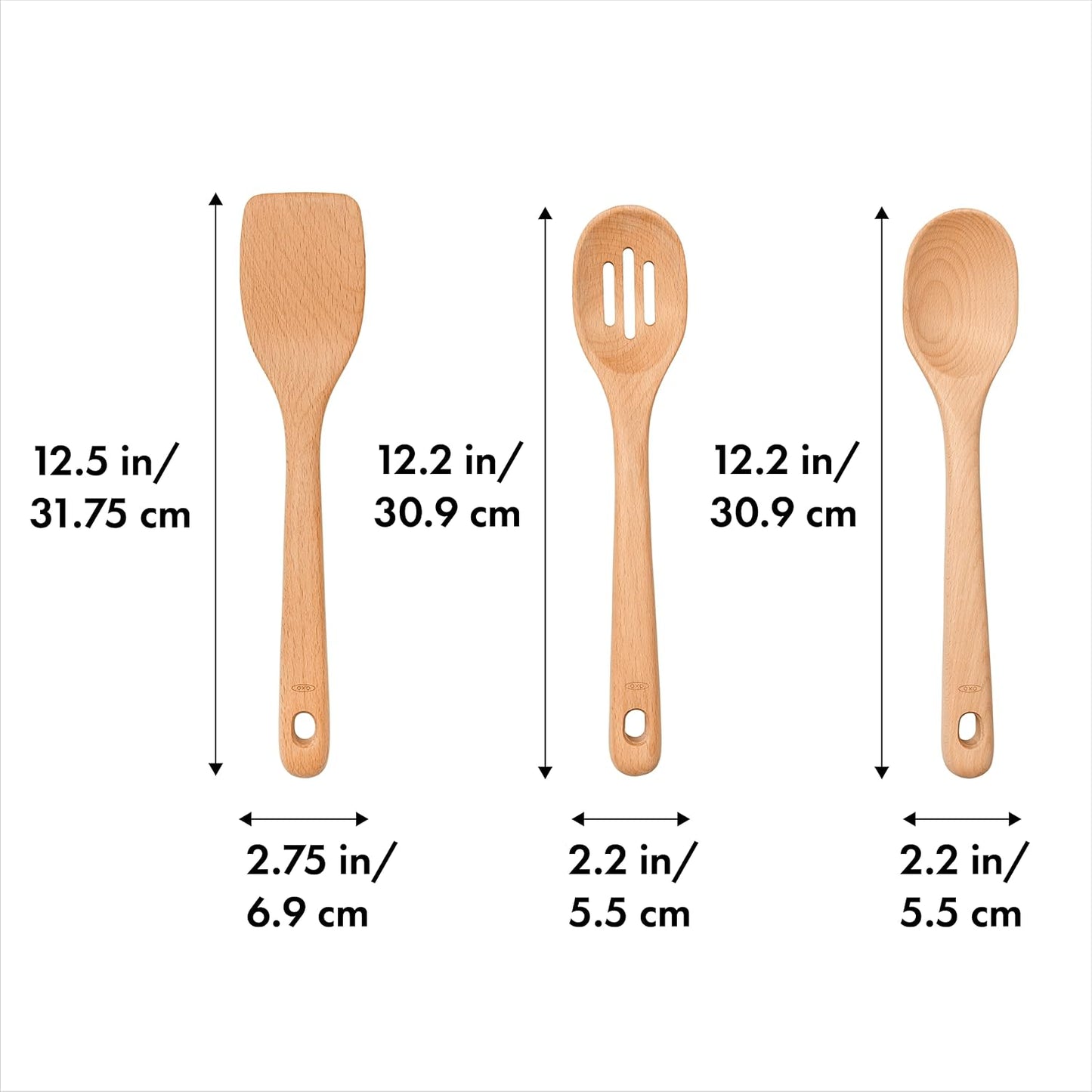OXO Good Grips Wooden Utensil Set for Cooking, 3-Piece