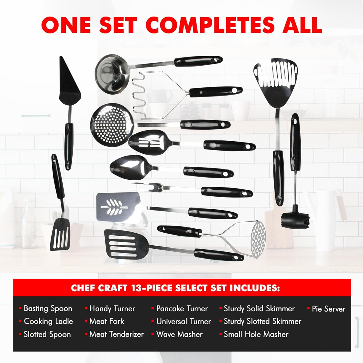 Chef Craft Select Turner/Spatula, 10.5 inch, Stainless Steel