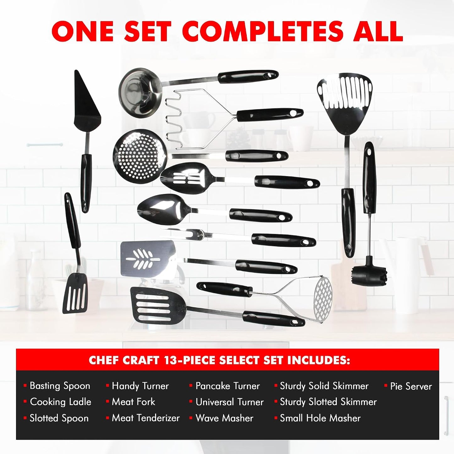 Chef Craft Select Slotted Sturdy Skimmer, 13 inch, Stainless Steel