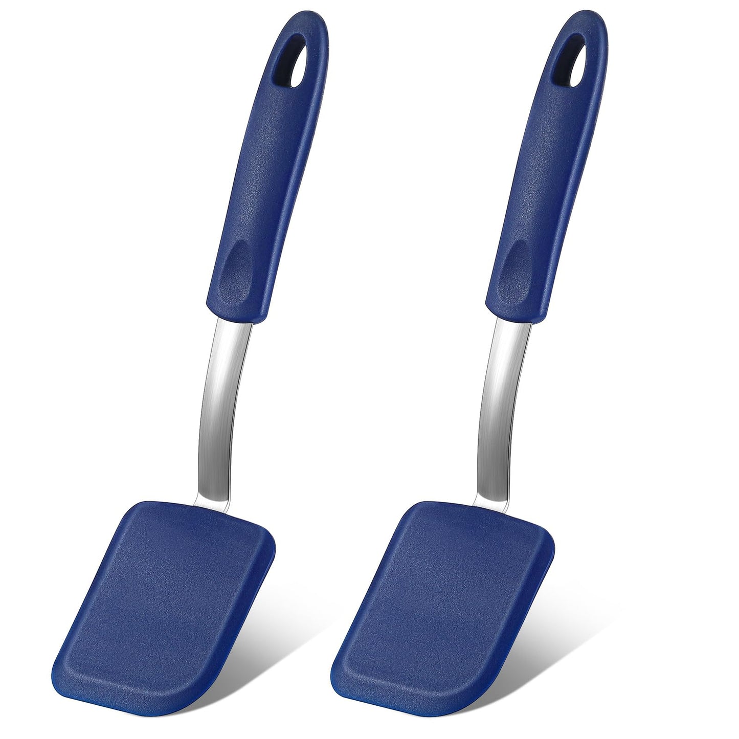 2 Pcs Mini Silicone Cookie Brownie Spatula,Solid Flat,Gray, Blue