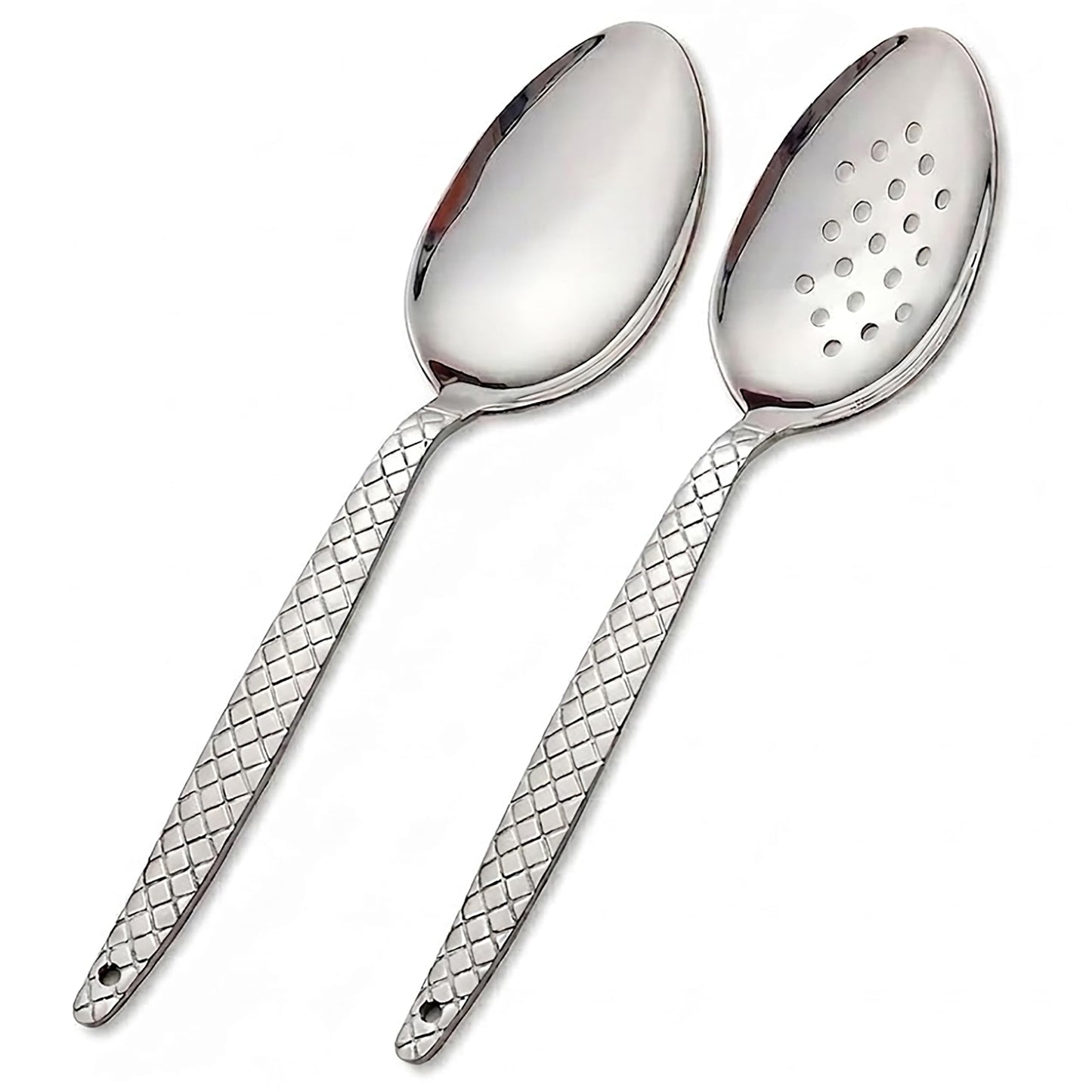 3-PCS Kunz Spoon | 9 Inch 18/10 Stainless Steel Serving Spoons Set Include Serving Spoon, Slotted and Perforated Spoons (Medium 9 Inch, 3 Pack All Kunz)