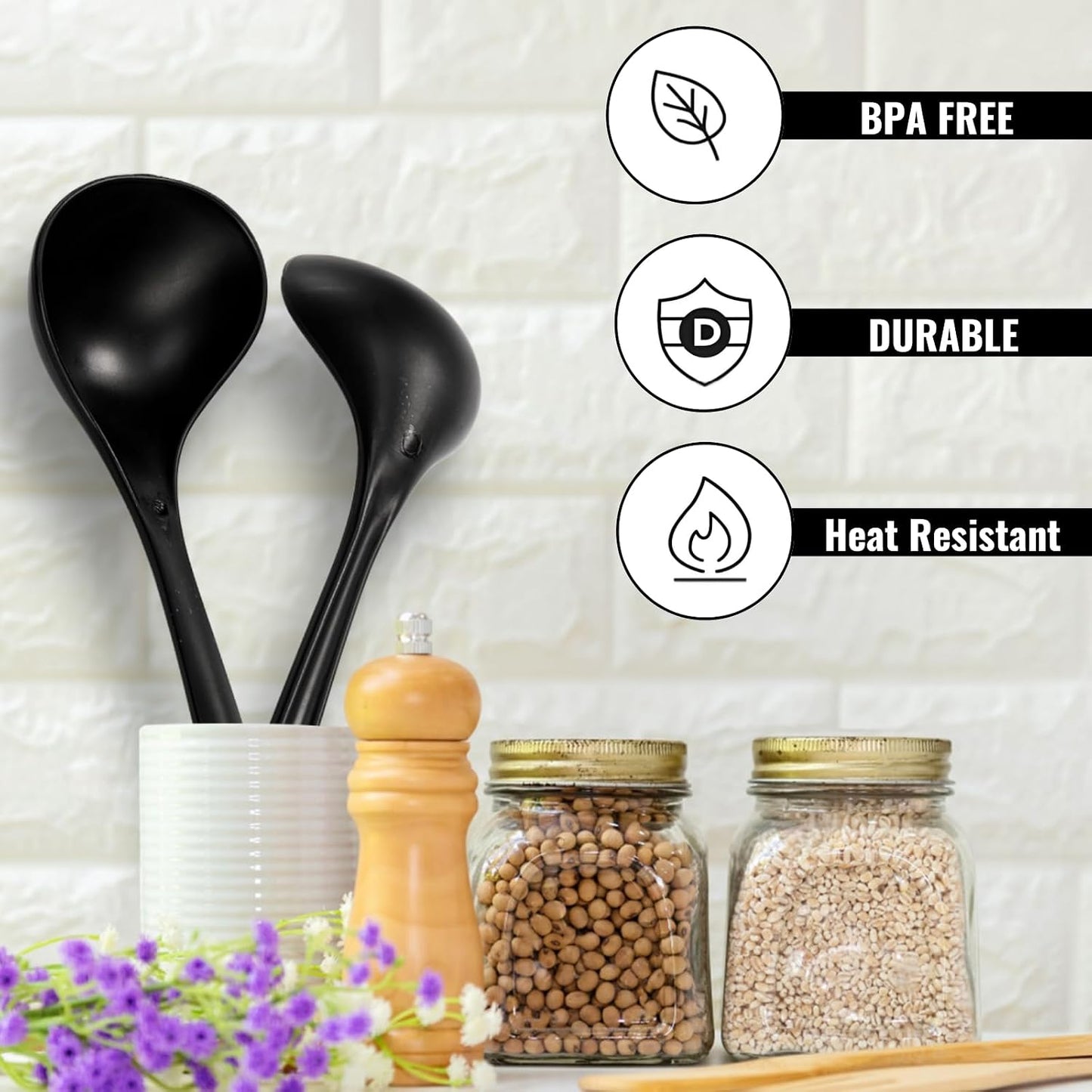 40 Pack 1.5 Oz Plastic Ladle Spoons, 9 x 2.8 Inch