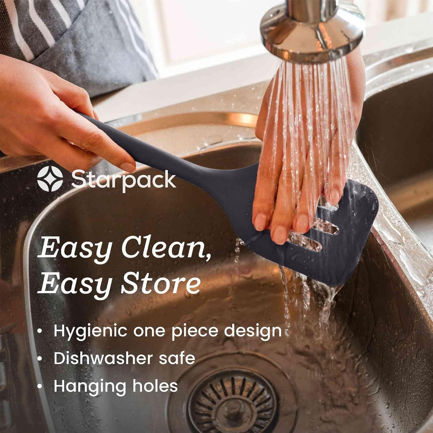 Starpack 'Let it Drain' Silicone Slotted Spoon(10.6 Inches) - Small Slotted Spoon for Cooking Heat Resistant to 600°F - Silicone Slotted Serving Spoons, Non Stick Slotted Cooking Spoon