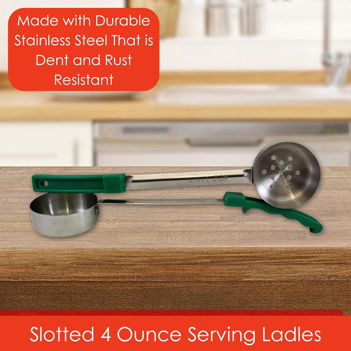 4 oz Slotted Stainless Steel Portion Control Ladle Spoodle - [Pack of 2]