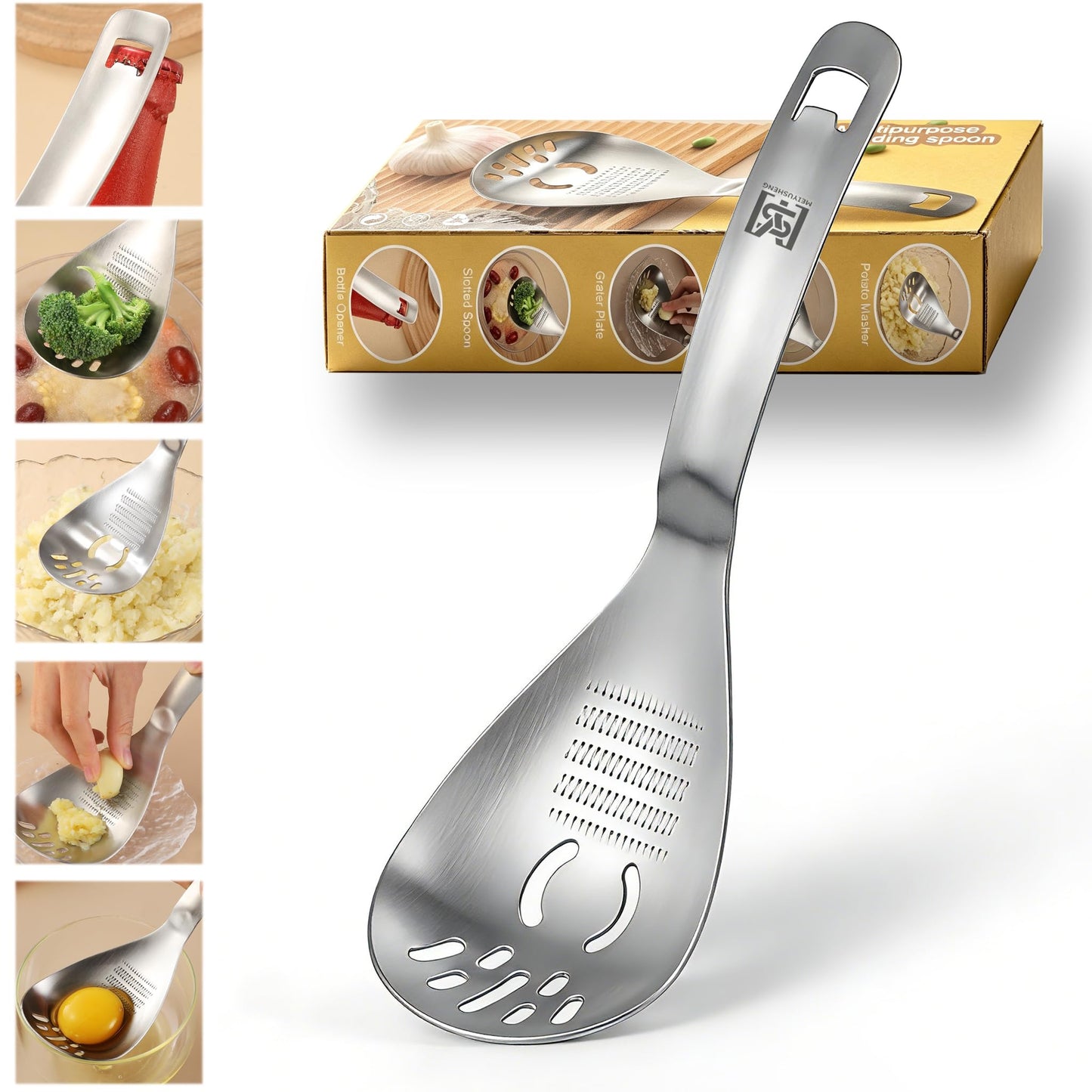 5 in 1 Multifunction Cooking Spoon,304 Stainless Steel Egg Slotted spoon