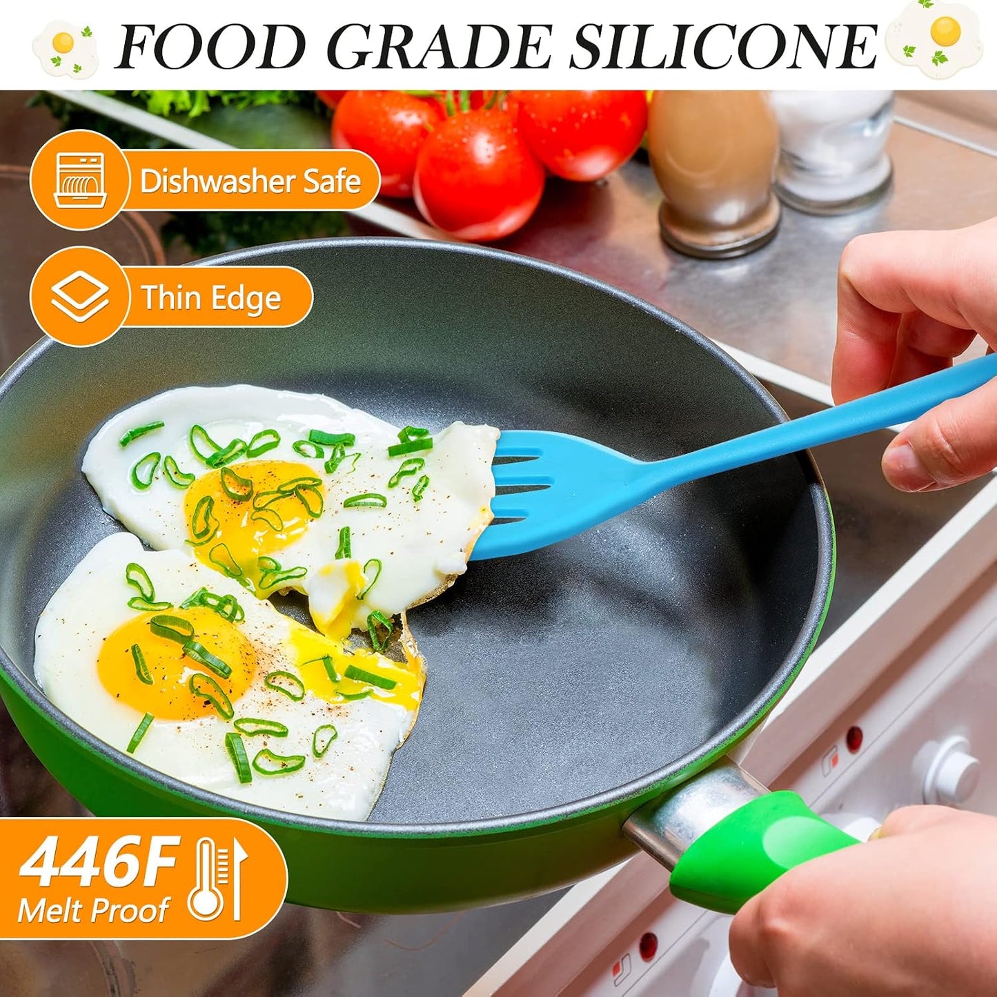 5 Pack Small Silicone Slotted Spatula Turner for Cooking Baking