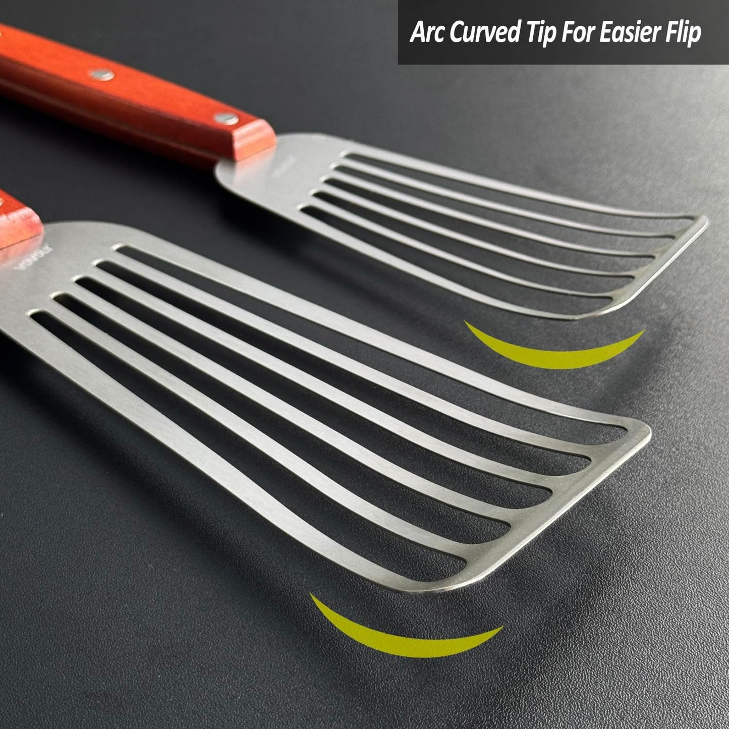 Fish Spatula Turner, Stainless Steel Slotted Spatulas Set - 3"x6"+4"x8"