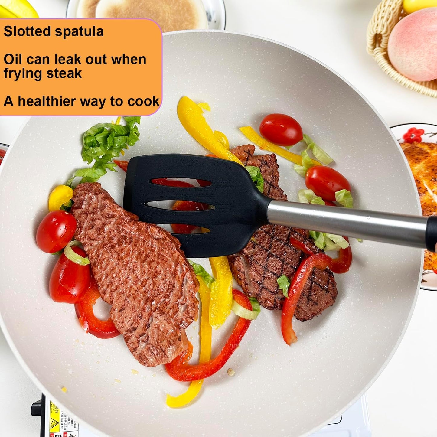 KLAQQED Spatula Set Silicone Heat Resistant for Nonstick Cookware Rubber Silicone Spatula Turner Fish, Large Nonstick Plastic Egg Wok Spatula for kitchen use Cooking Utensils Set