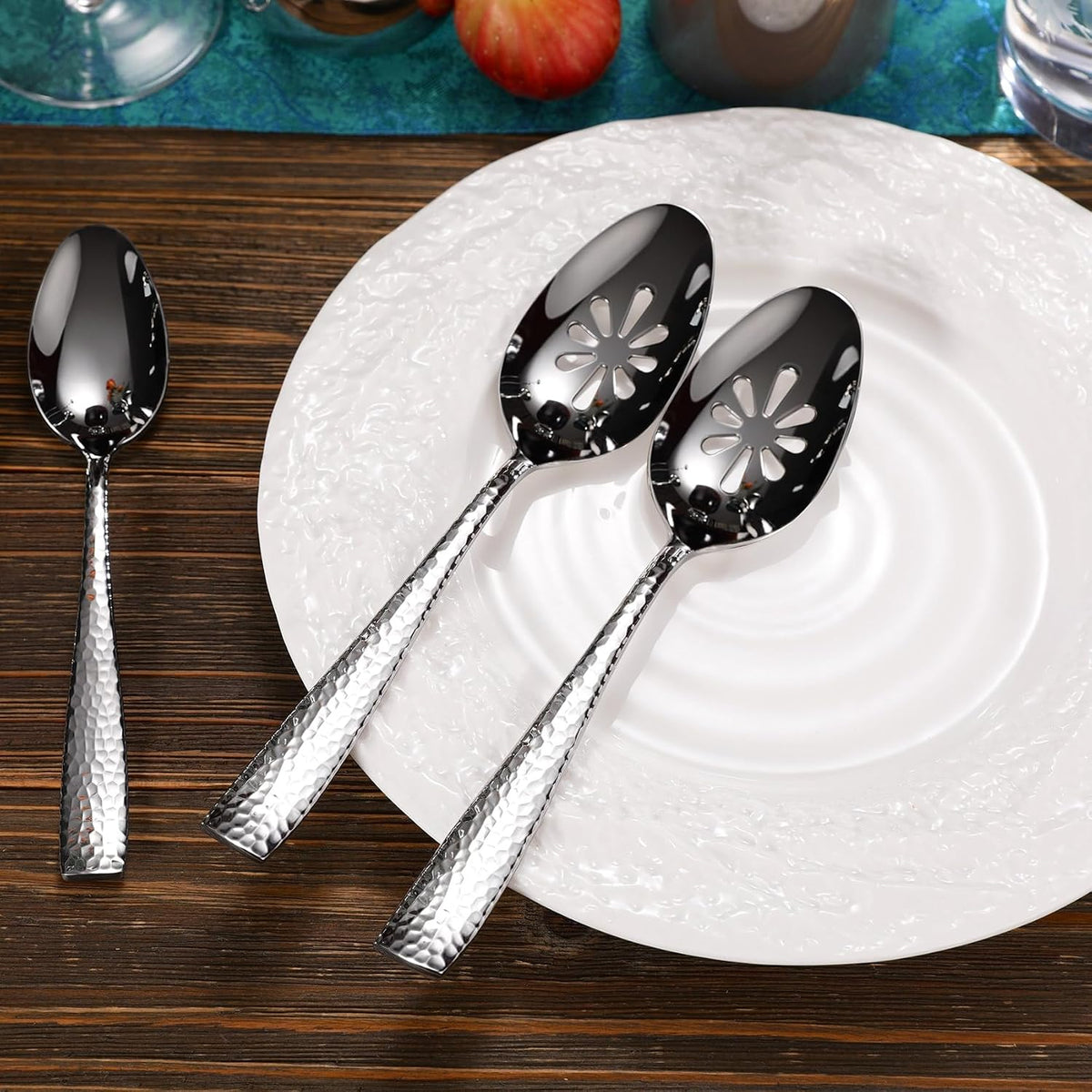 KEAWELL Premium Louis Hammered Slotted Spoons (Slotted Spoons, Set of 2)