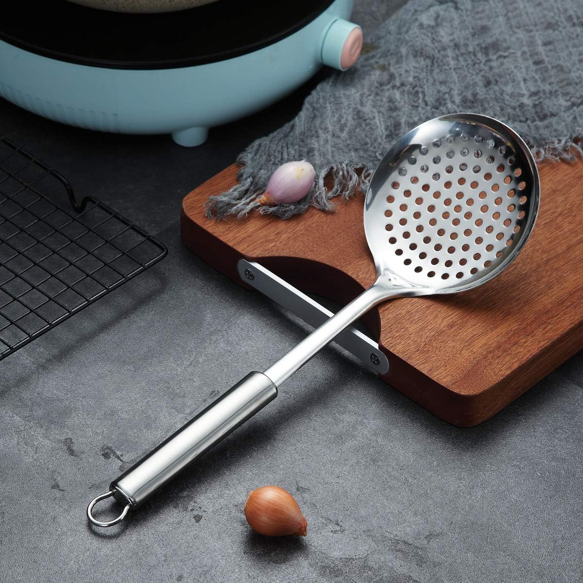 Berglander Stainless Steel Cooking Skimmer - Slotted Spoon for Straining, Ideal for Kitchen Use