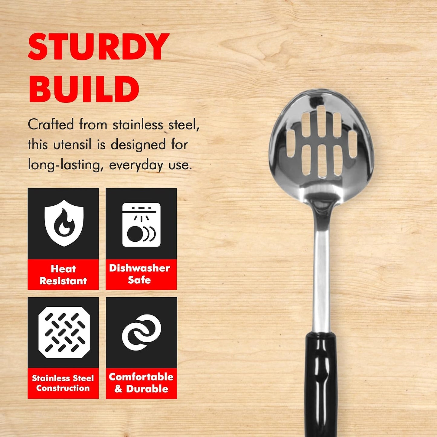 Chef Craft Select Slotted Spoon, 12 inch, Stainless Steel