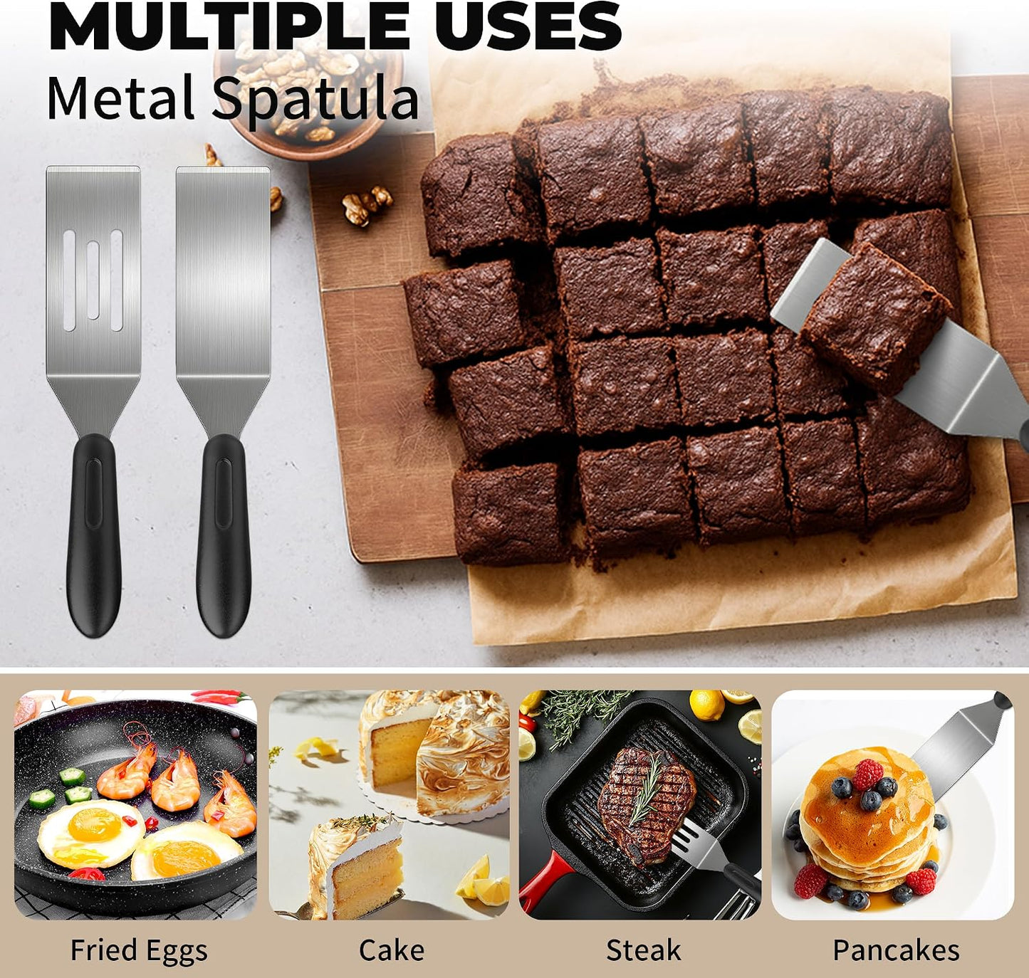 Stainless Steel Mini Spatula (2PC),Small Turners for Cake Brownies Pancakes