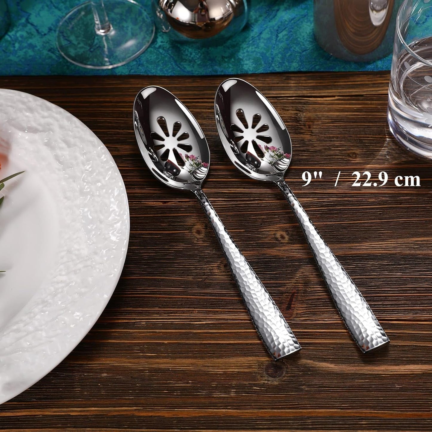 KEAWELL Premium Louis Hammered Slotted Spoons (Slotted Spoons, Set of 2)