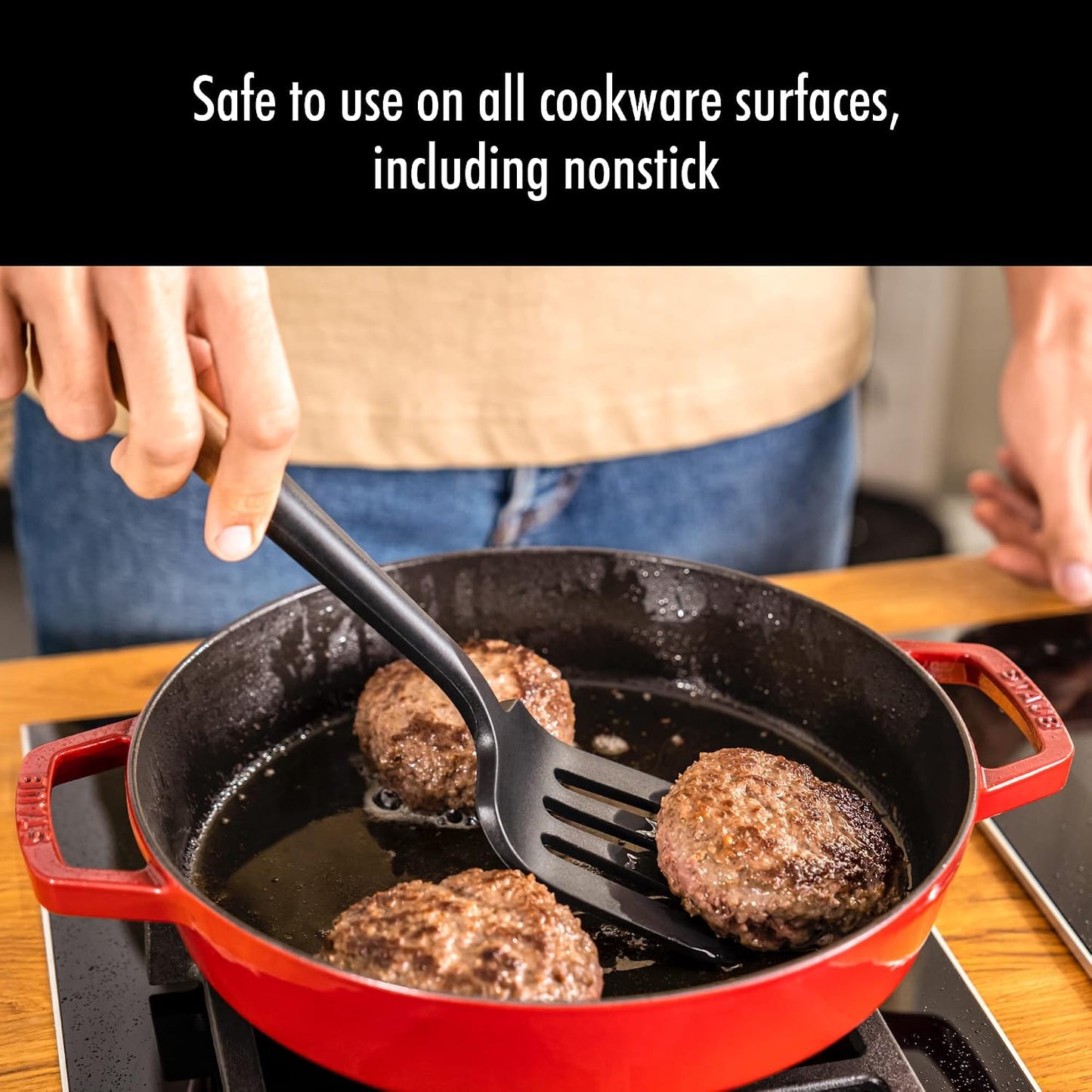 Staub Silicone Spatula, Cooking Utensil, Non-Stick, Black