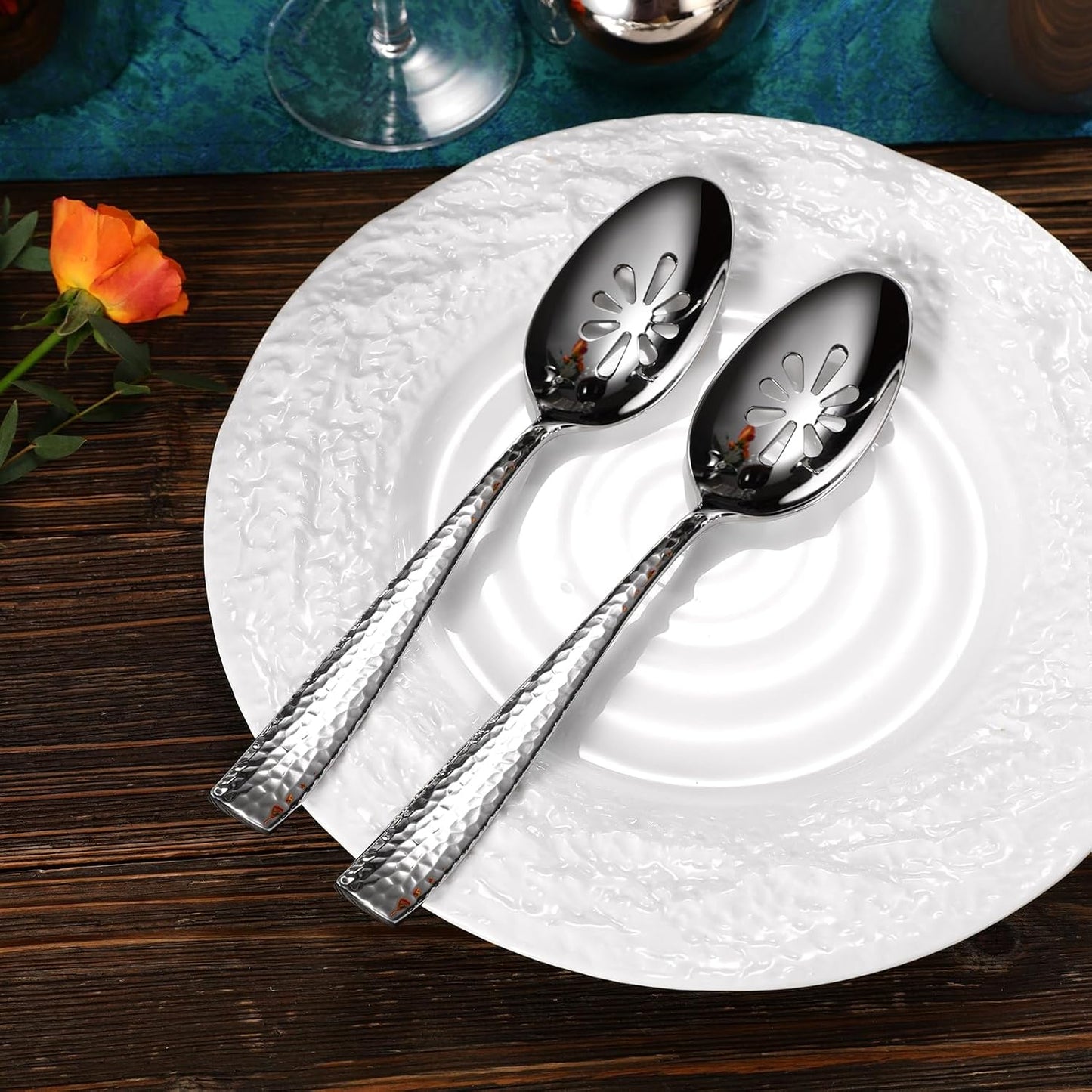 KEAWELL Premium Louis Hammered Slotted Spoons (Slotted Spoons, Set of 2)
