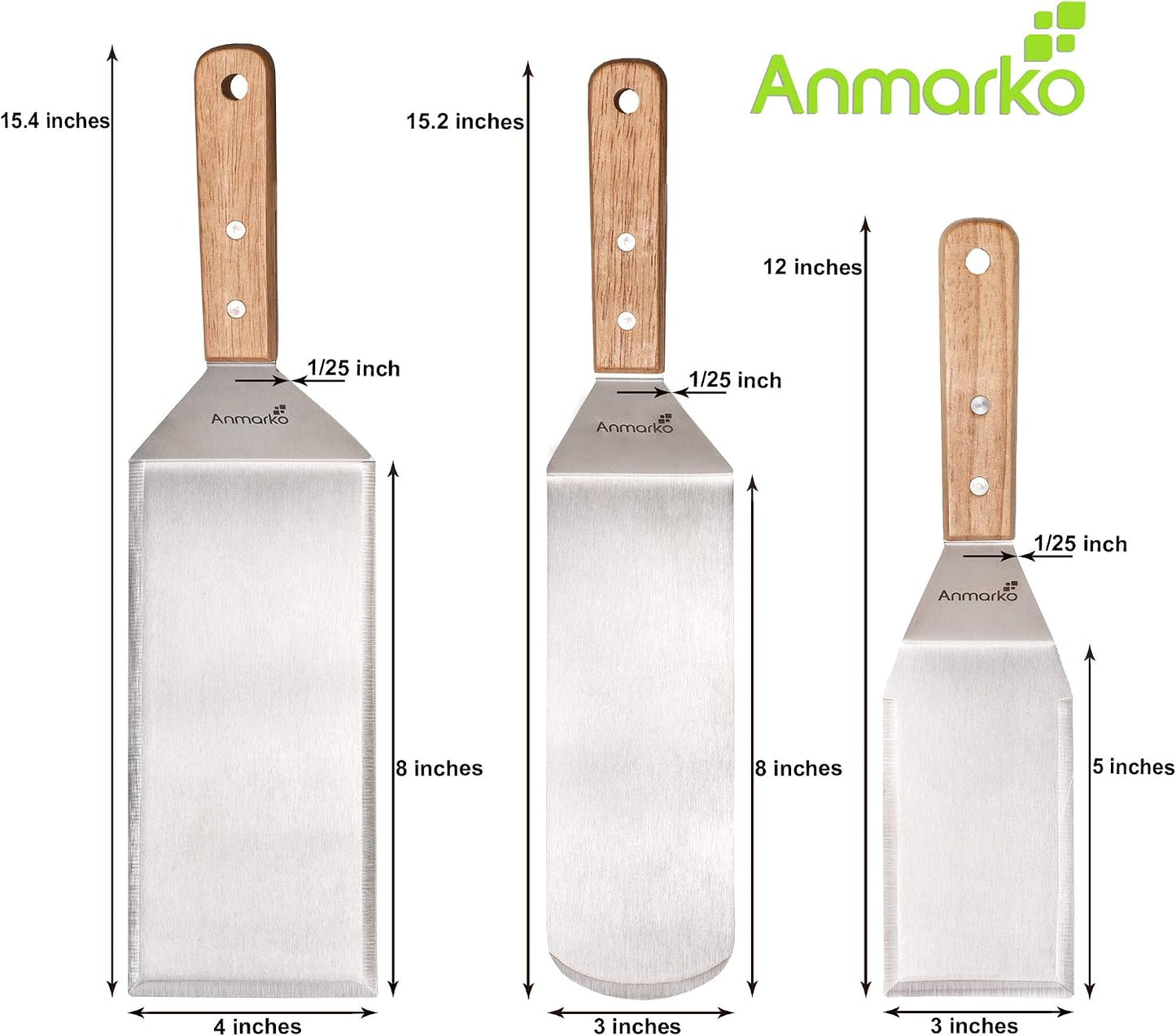 Metal Spatula Set Stainless Steel Hamburger Turner Griddle Flipper Scraper for BBQ Grill Flat Top