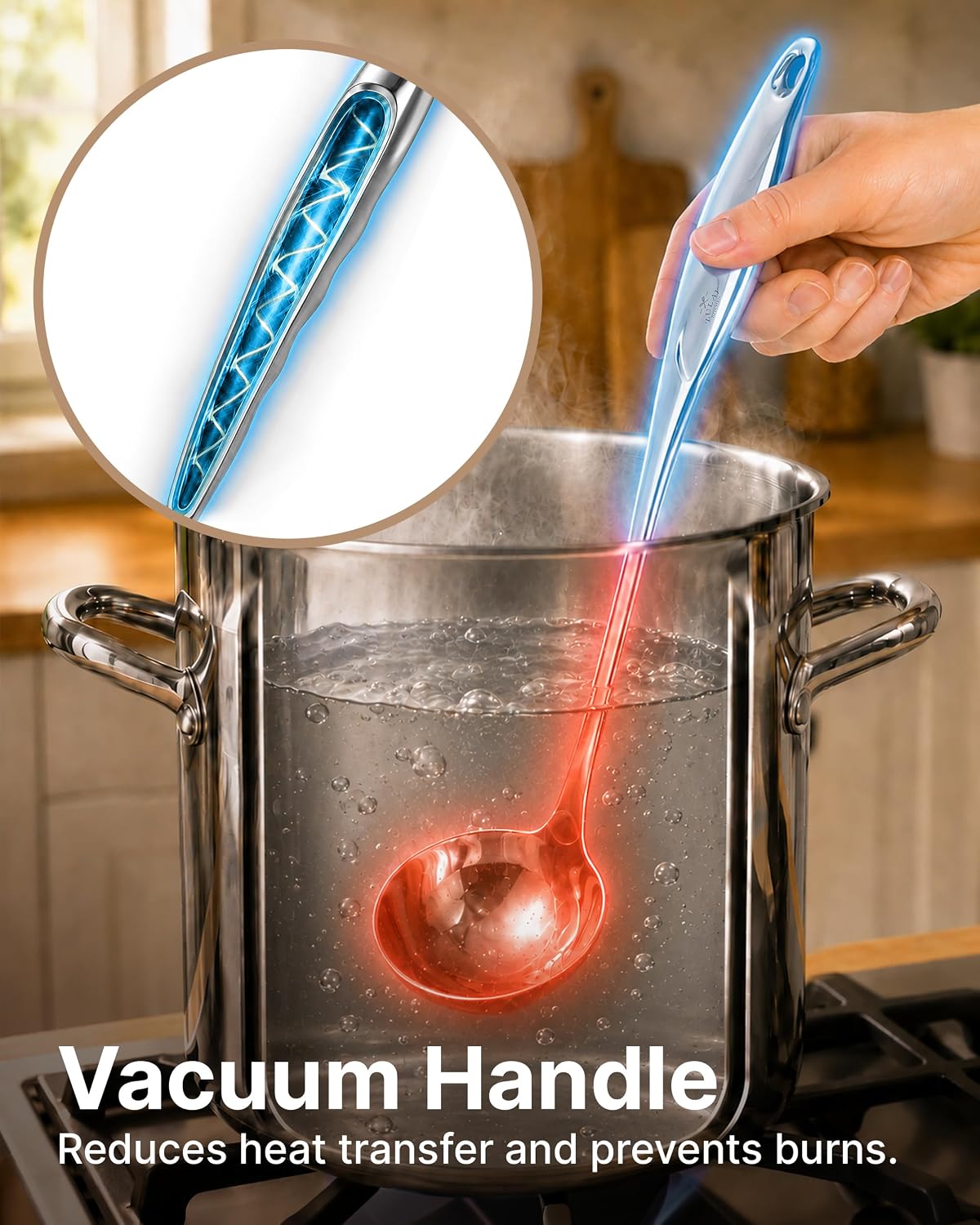Zulay Kitchen Stainless Steel Soup Ladle - 13” Large Ladle for Soups, Stews & Sauces - Durable, Heat-Resistant, Rust-Proof & Dishwasher Safe Kitchen Utensil with Ergonomic Handle