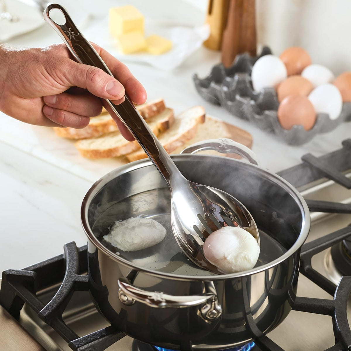 Hestan Provisions Chef's Tools, Deep Slotted Spoon, (13-inch), Artisan-Polished Stainless Steel