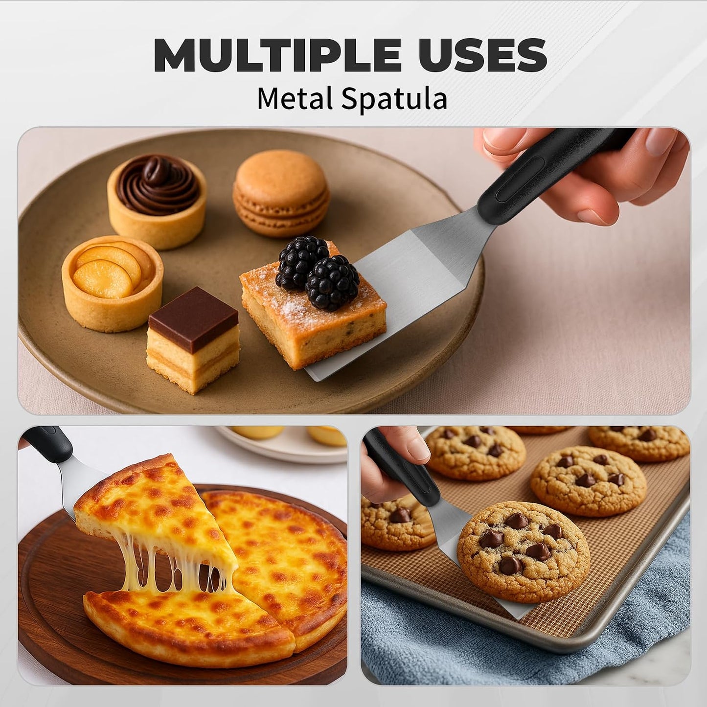 Stainless Steel Mini Spatula (2PC),Small Turners for Cake Brownies Pancakes