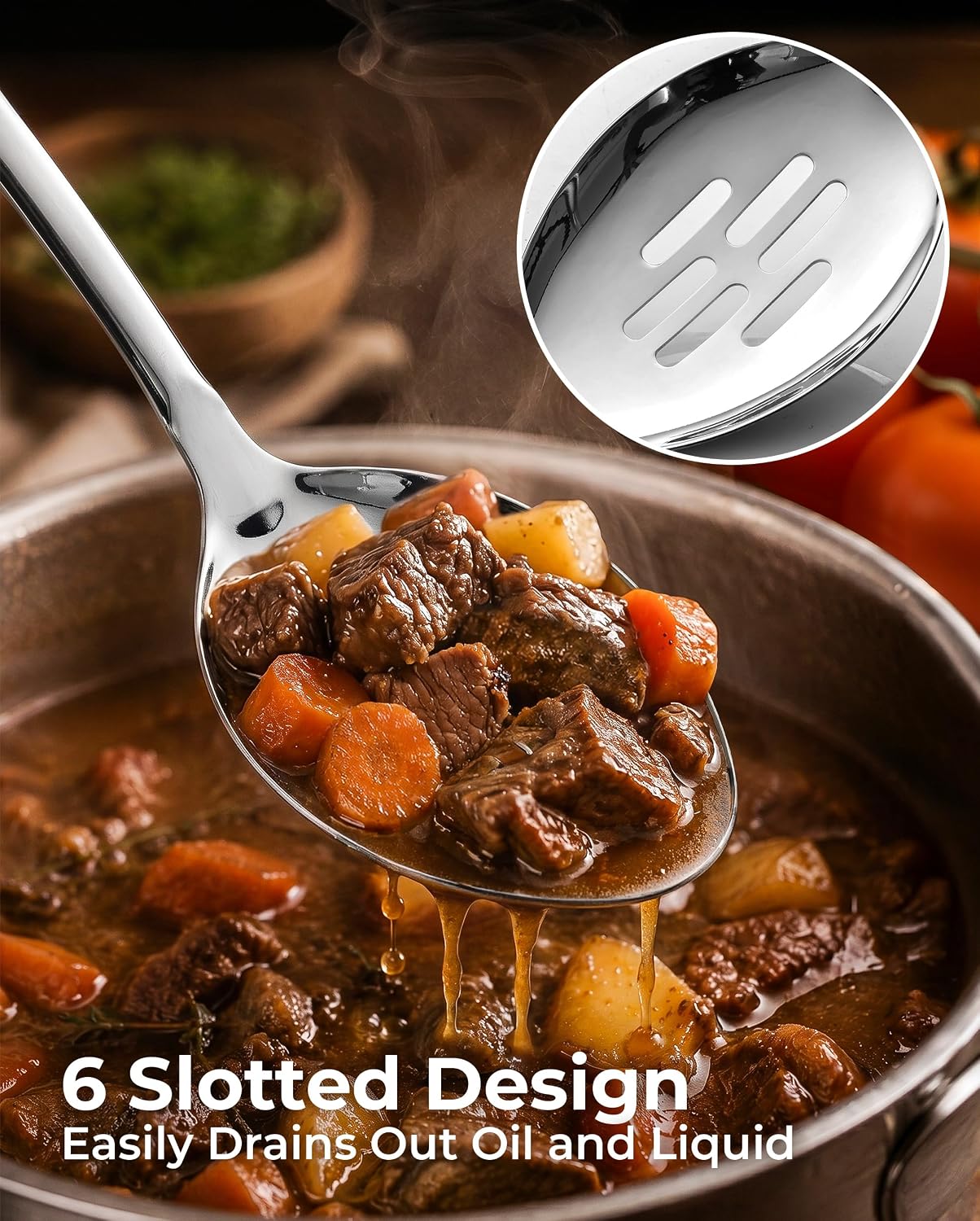 Zulay Kitchen Stainless Steel Slotted Spoon
